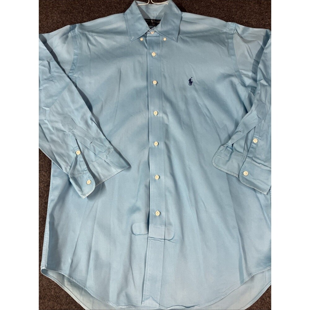 VTG Polo Ralph Lauren Blake Shirt Mens S Light Blue Solid BD Cotton 90s Pony